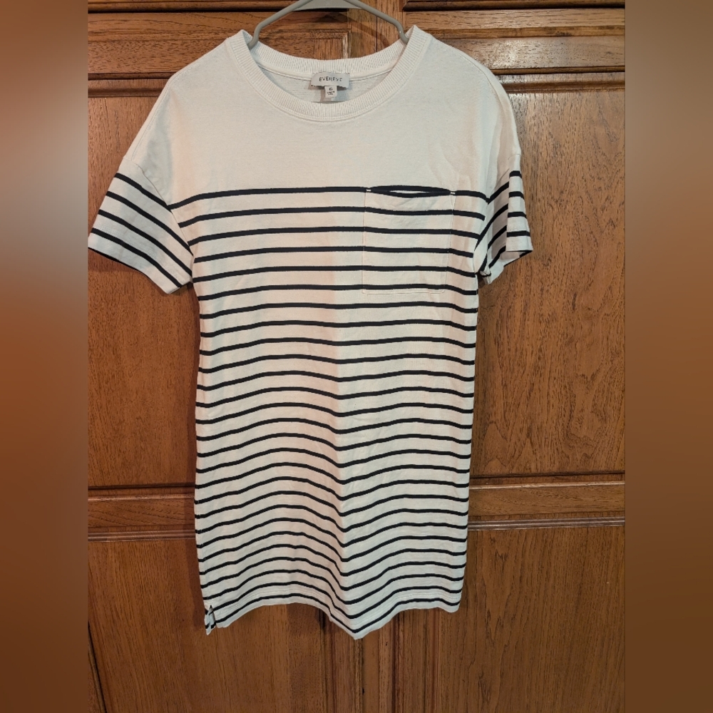 Evereve Black and White Striped Tshirt Dress Nwot